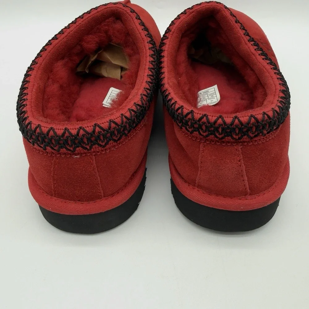 UGG Tasman Samba Red Suede Comfort Slip On Sheepskin Slippers Size 11 - Picture 8 of 14